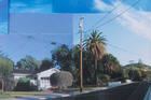 Detail from AU alumna Sharon Wolpoff's work Bungalow (Sonoma), 2009. Collage on paper. 12 x 12 in.
